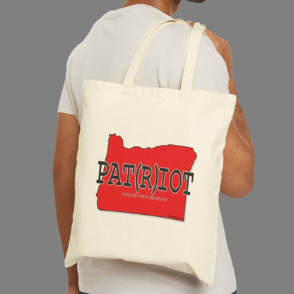 PAT(R)IOT Oregon Republican Red State Conservative Election 2024 Cotton Canvas Tote Bag - 2 Colors Options