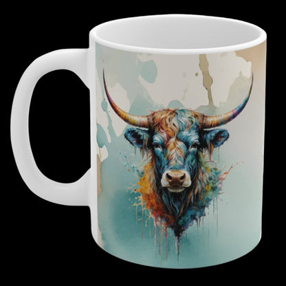 11 oz. ceramic Watercolor Steer Mug