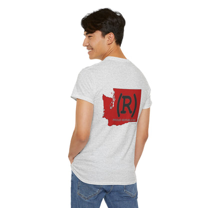 Washington Red State (R) Printed Front & Back Unisex Heavy Cotton Tee