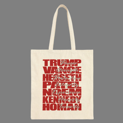 Trump Cabinet Dream Team Republican Red State Conservative Election 2024 Cotton Canvas Tote Bag - 2 Colors Options