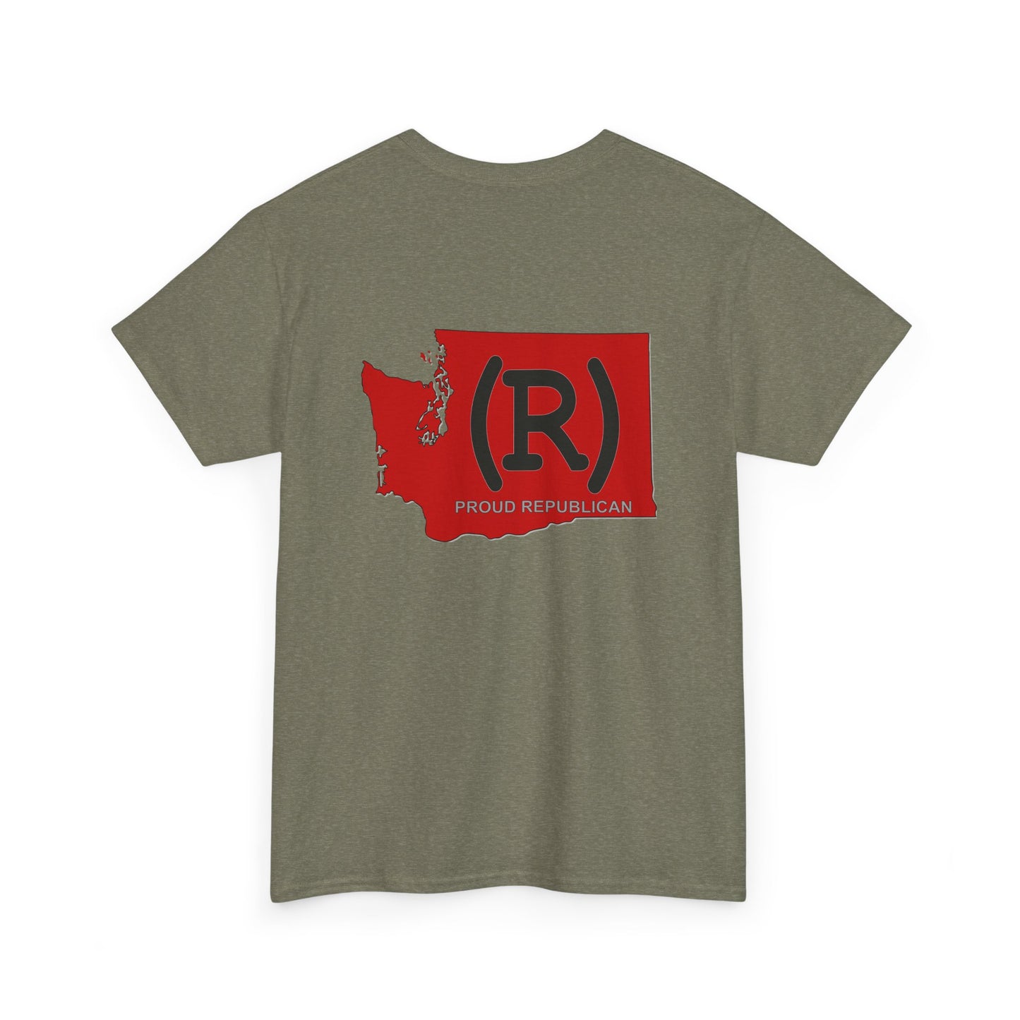 Washington Red State (R) Printed Front & Back Unisex Heavy Cotton Tee