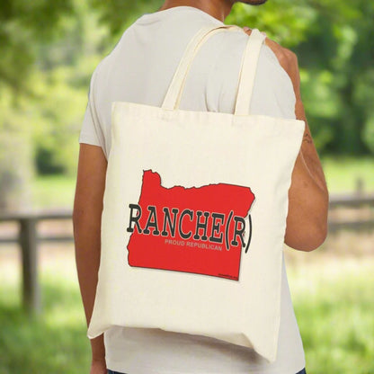 RANCHE(R) Oregon Republican Red State Conservative Election 2024 Cotton Canvas Tote Bag - 2 Colors Options