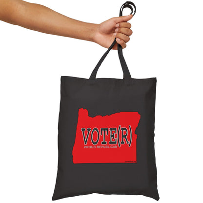 VOTE(R) Oregon Republican Red State Conservative Election 2024 Cotton Canvas Tote Bag - 2 Colors Options