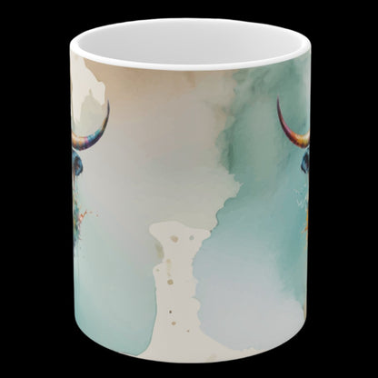 11 oz. ceramic Watercolor Steer Mug