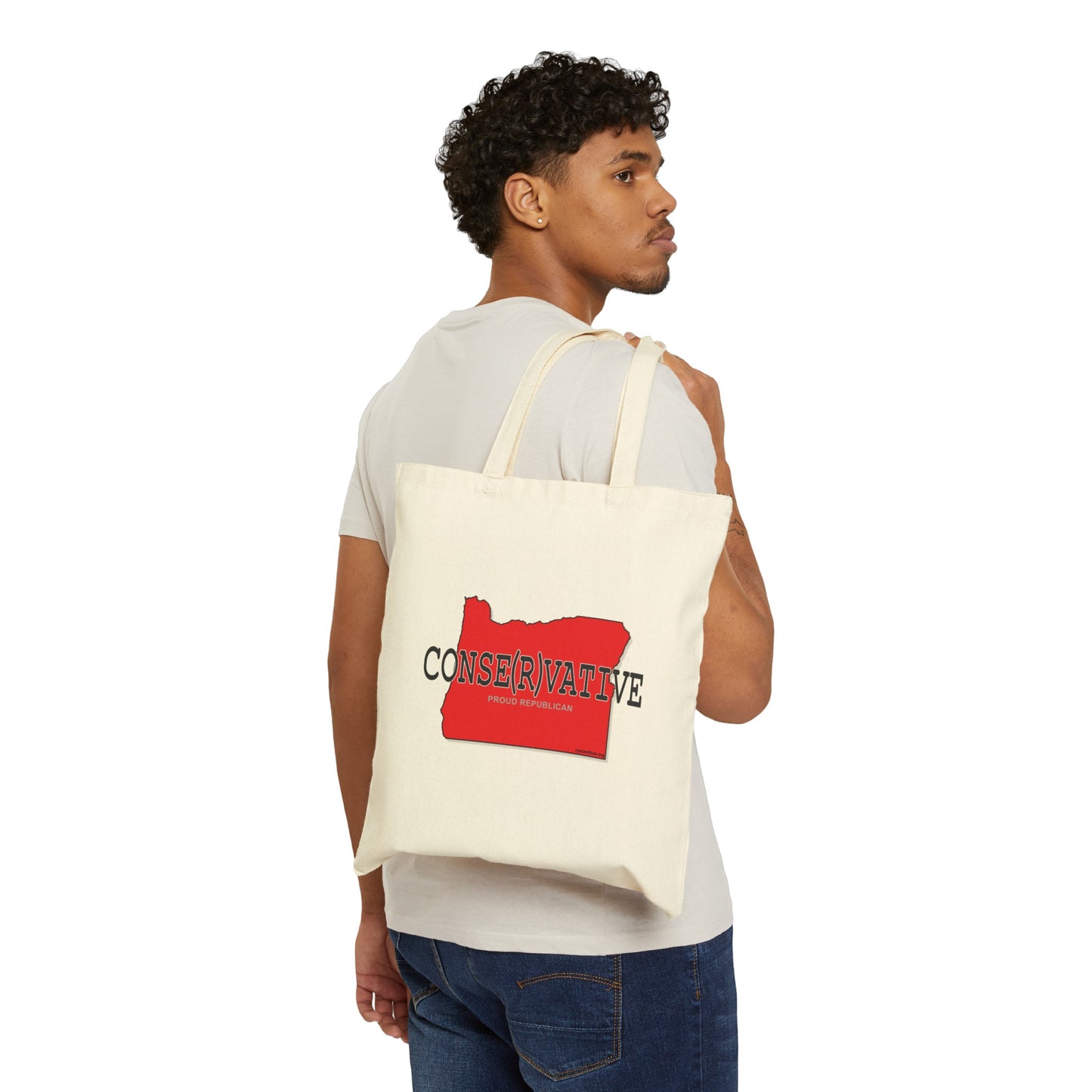 CONSE(R)VATIVE Oregon Republican Red State Conservative Election 2024 Cotton Canvas Tote Bag - 2 Colors Options