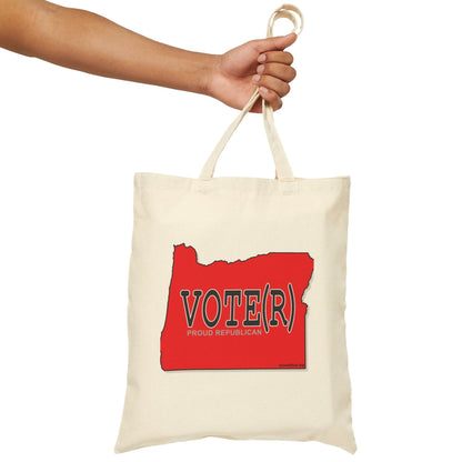 VOTE(R) Oregon Republican Red State Conservative Election 2024 Cotton Canvas Tote Bag - 2 Colors Options