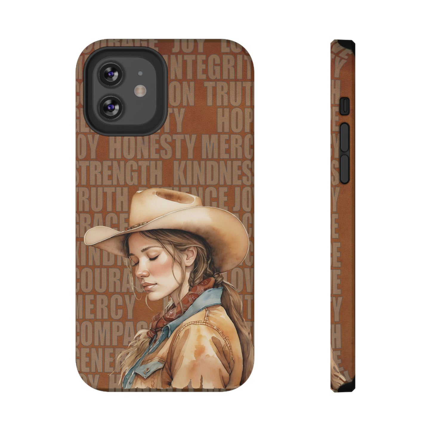 Watercolor Cowgirl Western Virtues Prayer Impact-Resistant Phone Cases