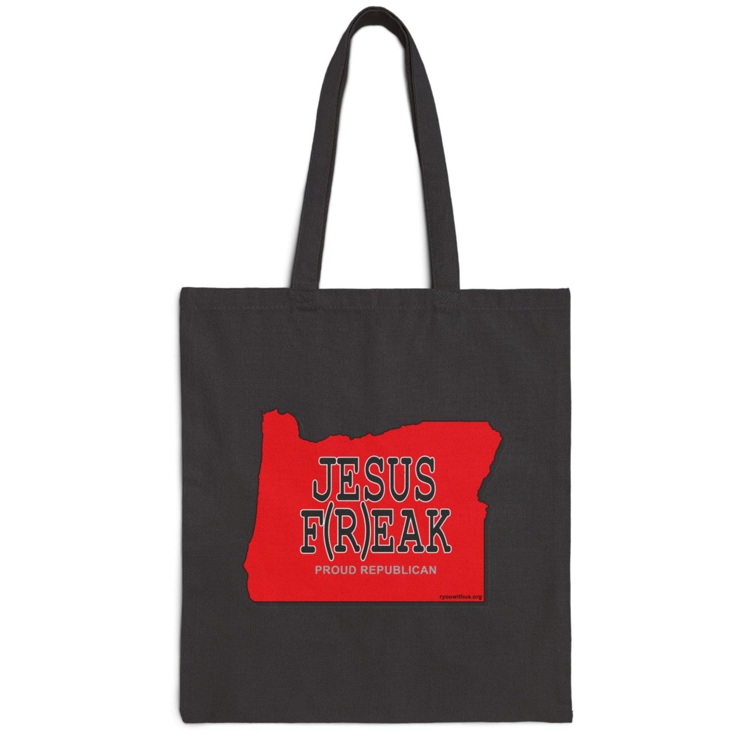 JESUS F(R)EAK Oregon Republican Red State Conservative Election 2024 Cotton Canvas Tote Bag - 2 Colors Options