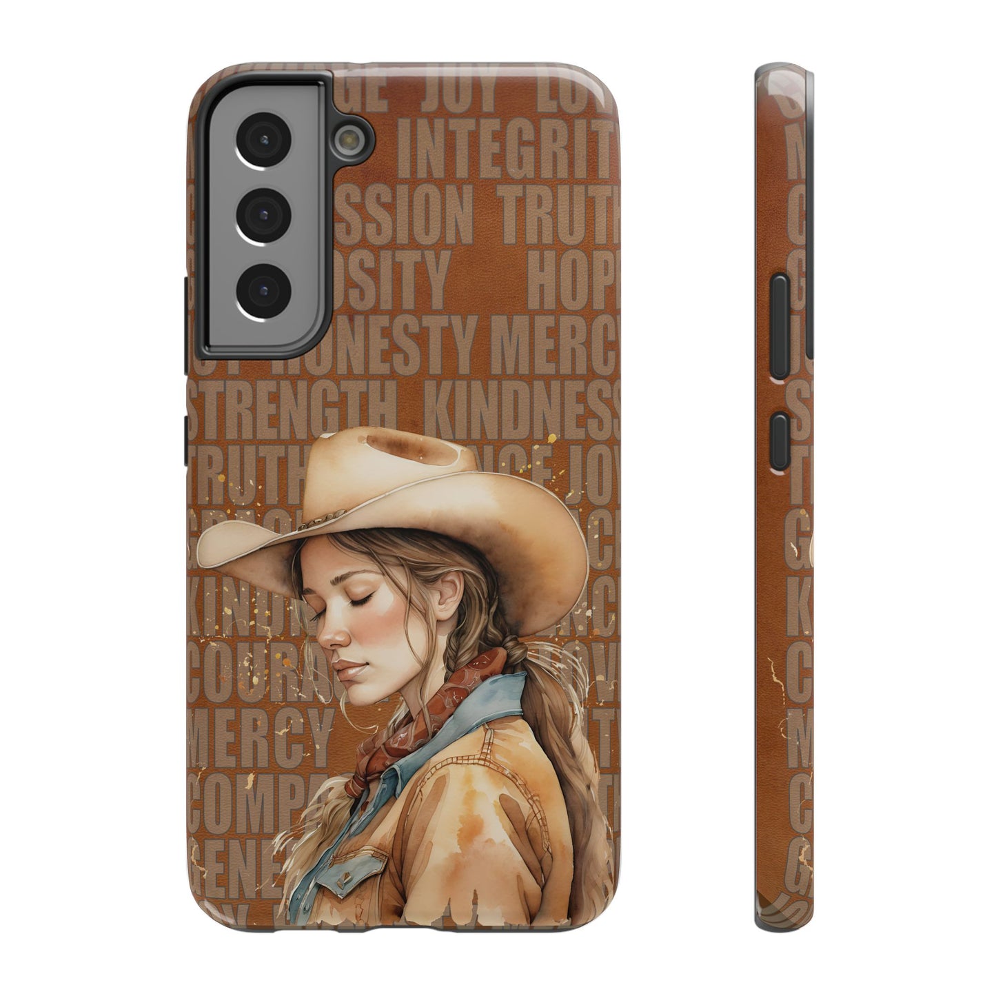 "Uplifted" Watercolor Cowgirl Western Virtues Prayer Impact-Resistant Phone Cases