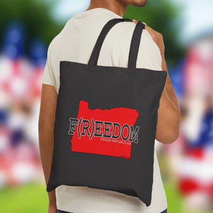 F(R)EEDOM Oregon Republican Red State Conservative Election 2024 Cotton Canvas Tote Bag - 2 Colors Options