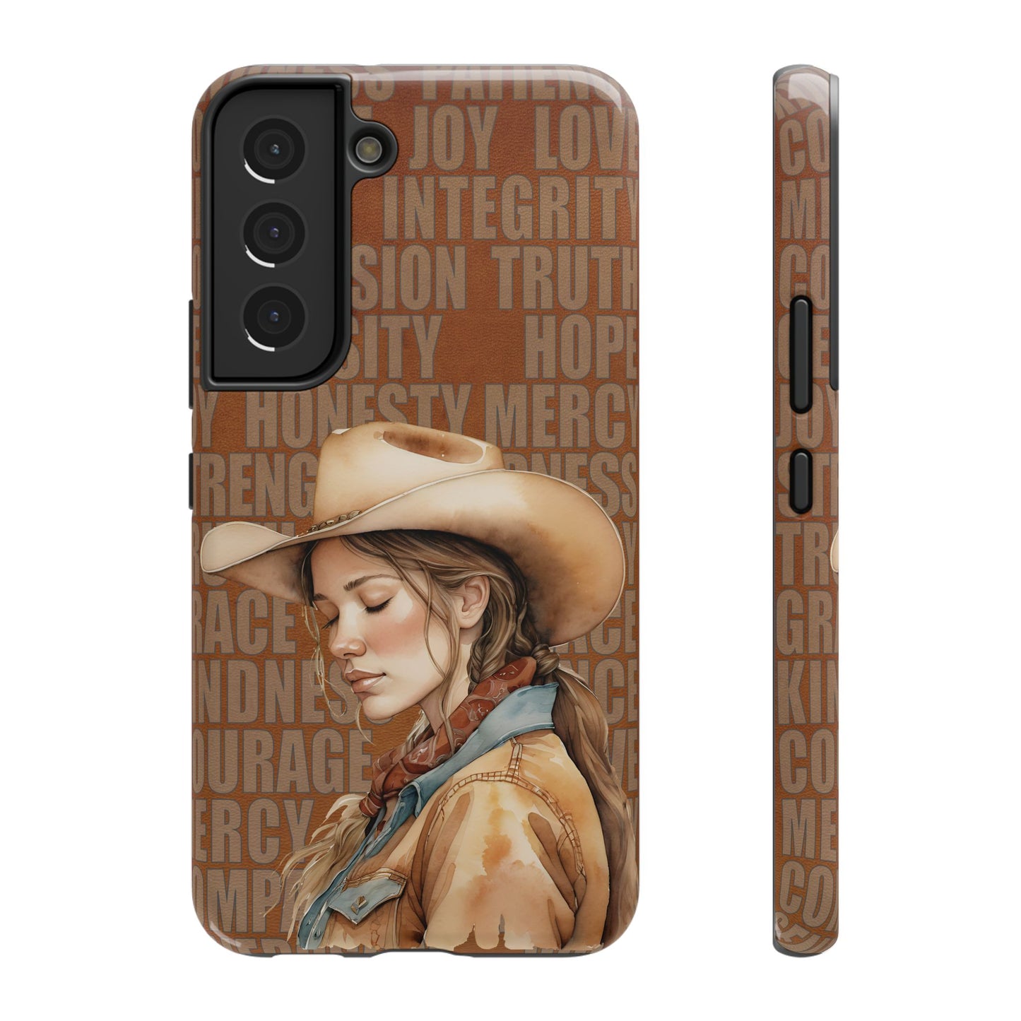 Watercolor Cowgirl Western Virtues Prayer Impact-Resistant Phone Cases