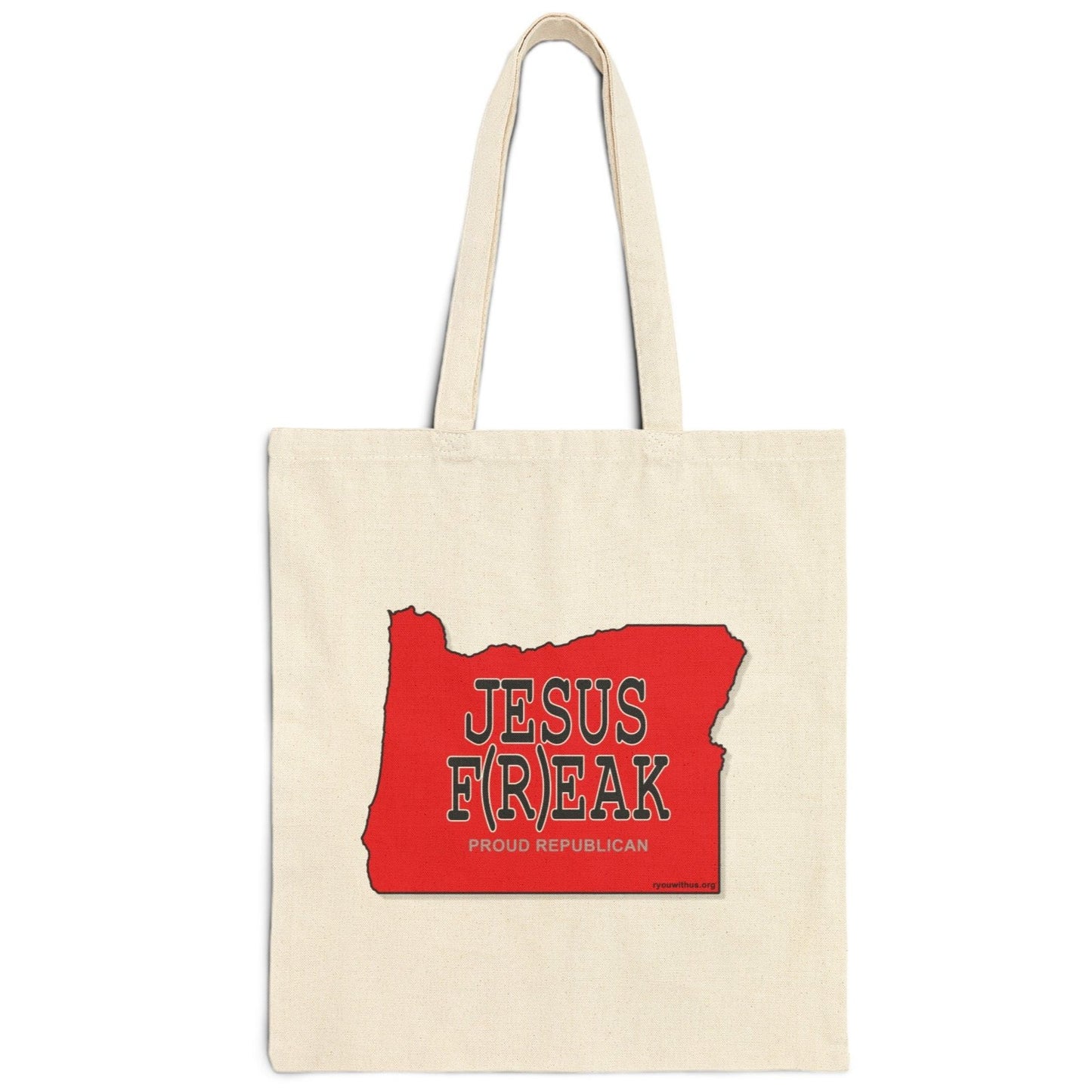 JESUS F(R)EAK Oregon Republican Red State Conservative Election 2024 Cotton Canvas Tote Bag - 2 Colors Options