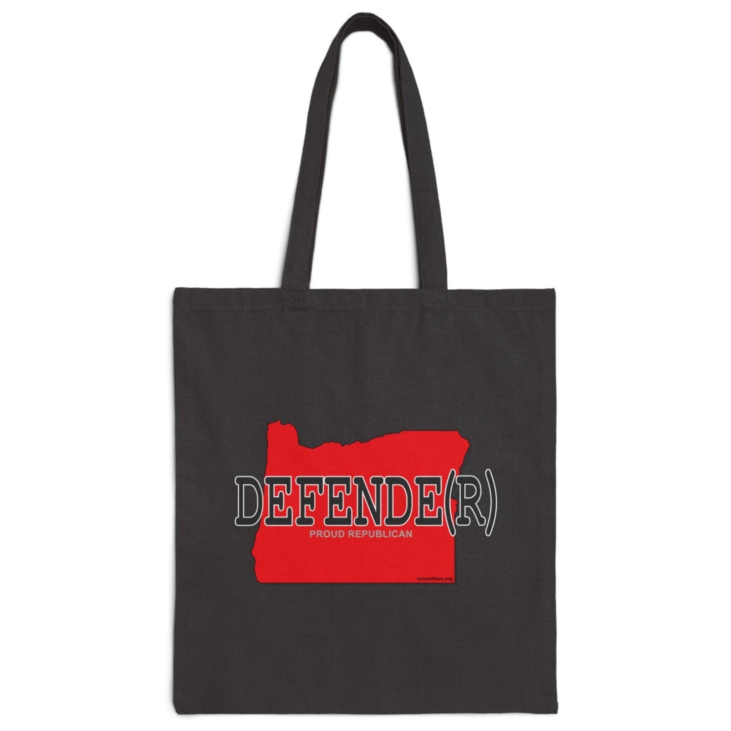 DEFENDE(R) Oregon Republican Red State Conservative Election 2024 Cotton Canvas Tote Bag - 2 Colors Options