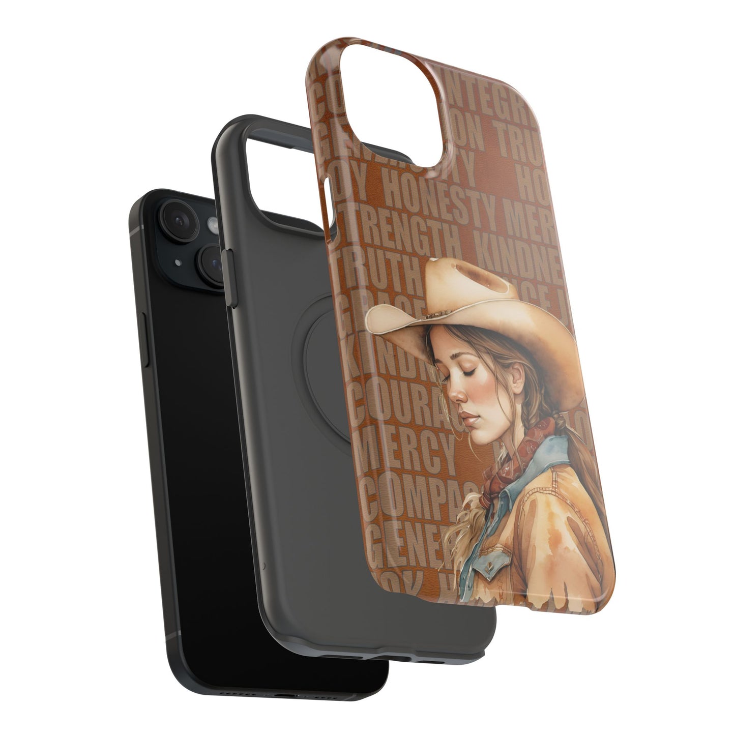 Watercolor Cowgirl Western Virtues Prayer Impact-Resistant Phone Cases