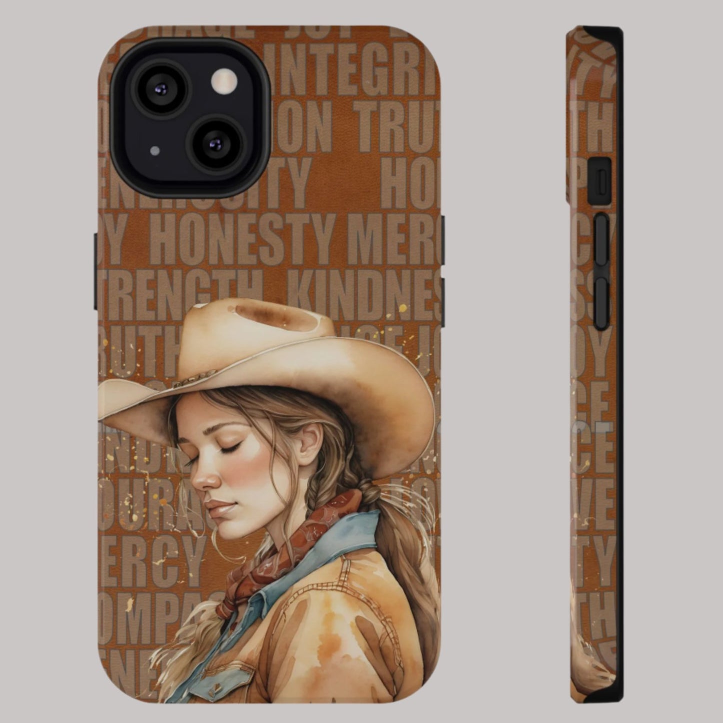 "Uplifted" Watercolor Cowgirl Western Virtues Prayer Impact-Resistant Phone Cases