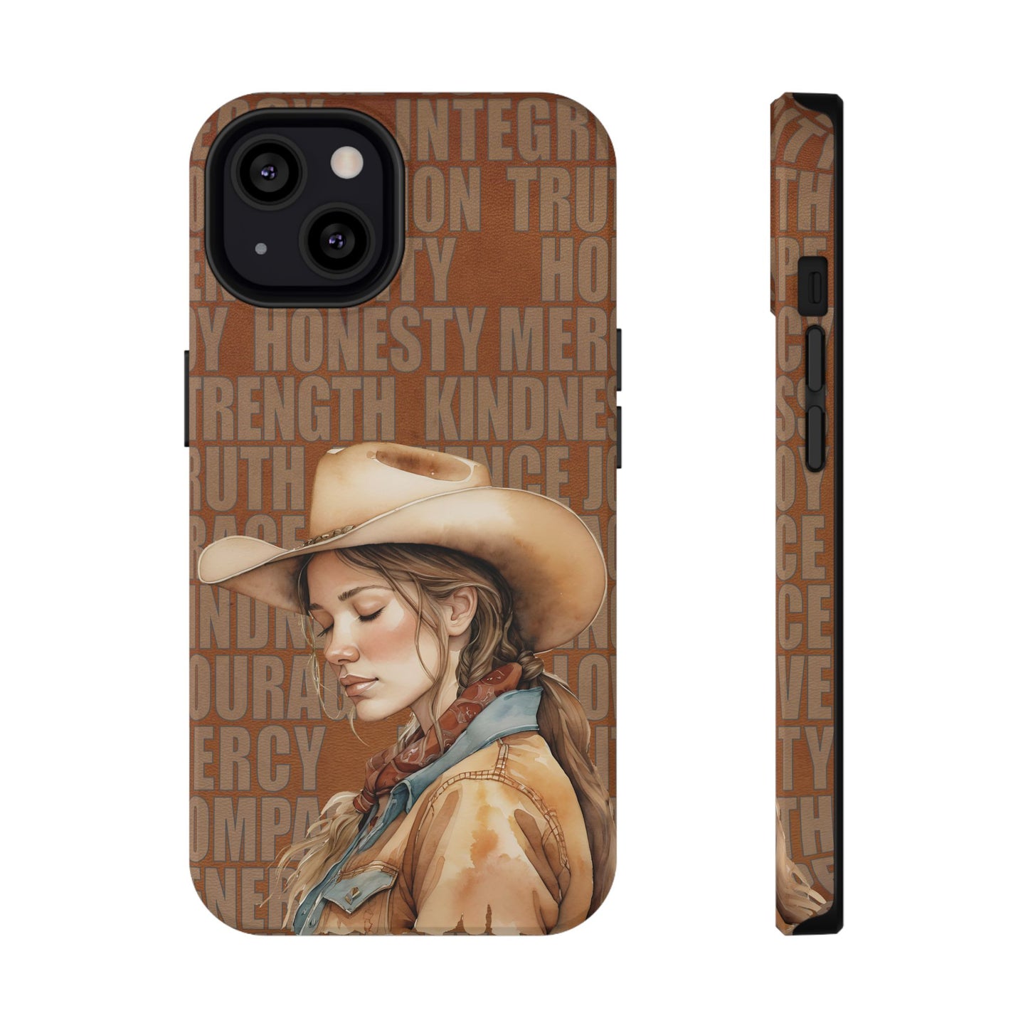 Watercolor Cowgirl Western Virtues Prayer Impact-Resistant Phone Cases