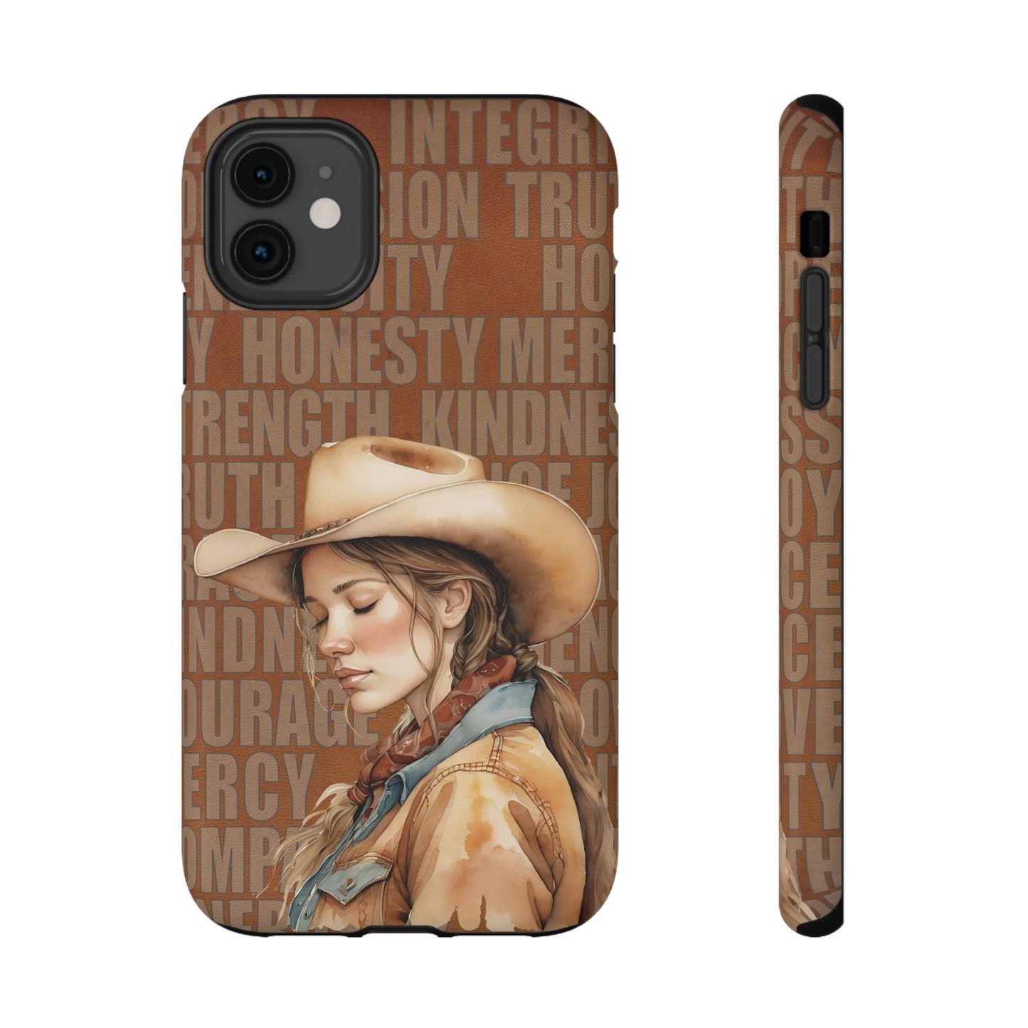 Watercolor Cowgirl Western Virtues Prayer Impact-Resistant Phone Cases
