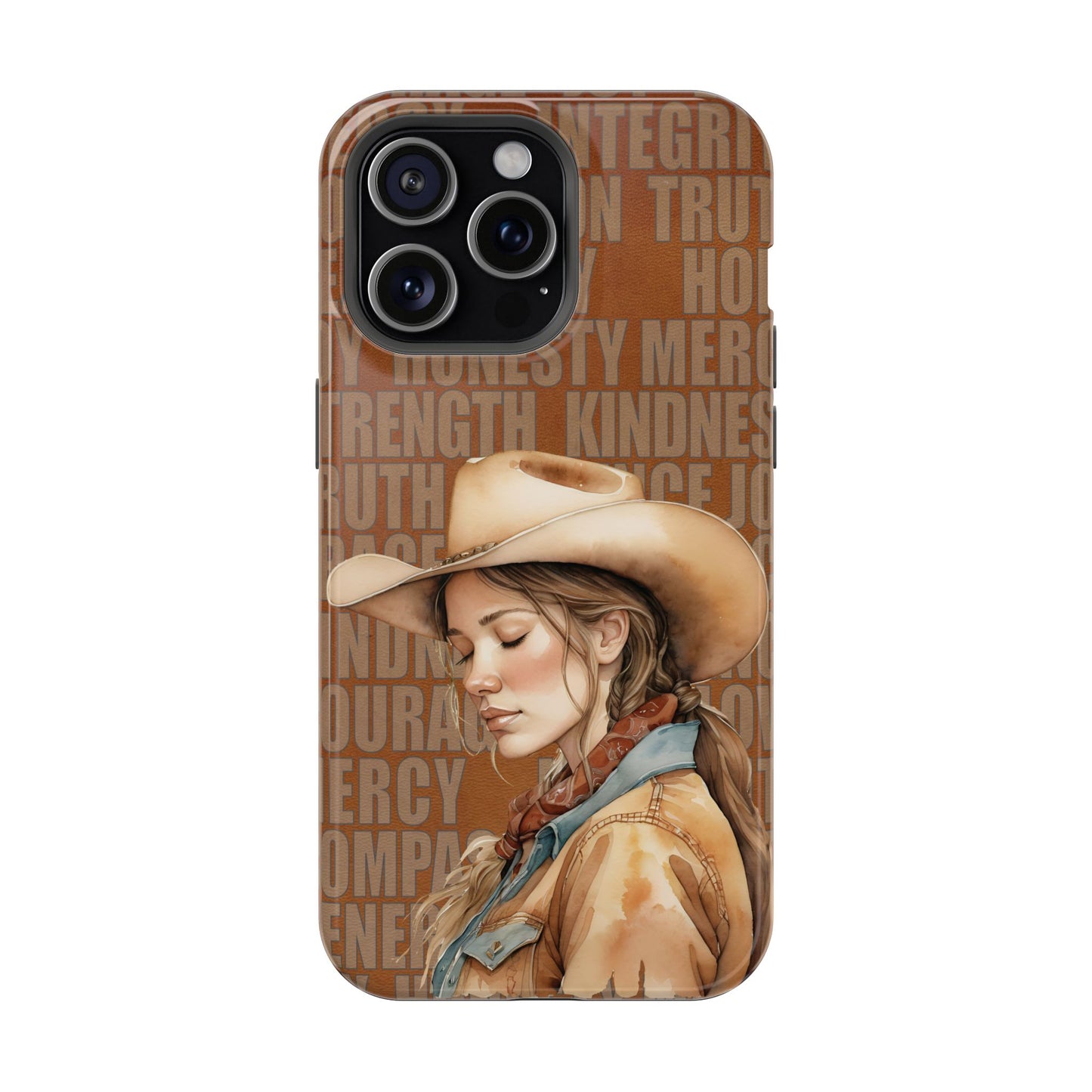 Watercolor Cowgirl Western Virtues Prayer Impact-Resistant Phone Cases