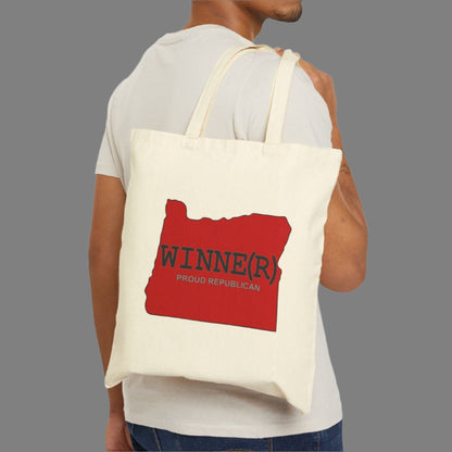 WINNE(R) Oregon Republican Red State Conservative Election 2024 Cotton Canvas Tote Bag - 2 Colors Options