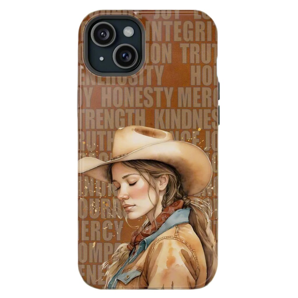 "Uplifted" Watercolor Cowgirl Western Virtues Prayer Impact-Resistant Phone Cases