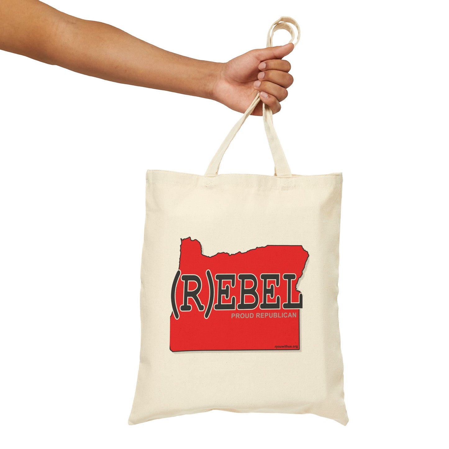 (R)EBEL Oregon Republican Red State Conservative Election 2024 Cotton Canvas Tote Bag - 2 Colors Options