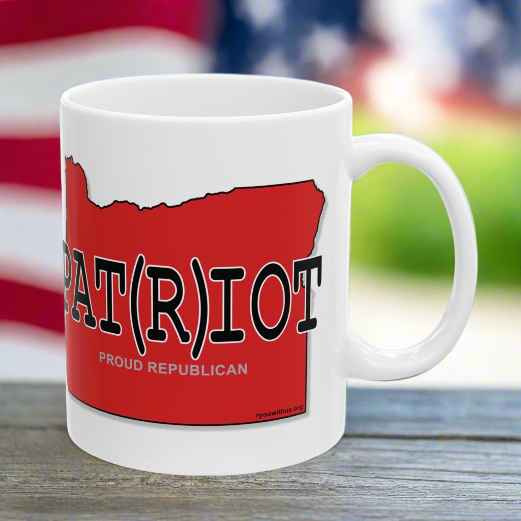 PAT(R)IOT Oregon Republican Red State Conservative Election 2024 Patriot Ceramic Mug - 11oz.