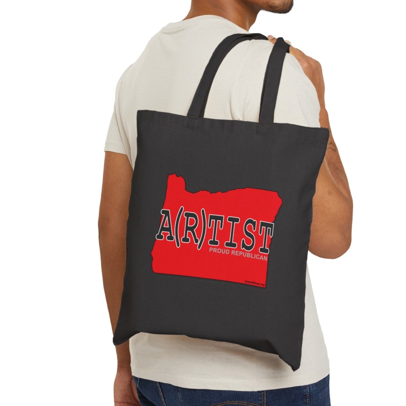 A(R)TIST Oregon Republican Red State Conservative Election 2024 Cotton Canvas Tote Bag - 2 Colors Options