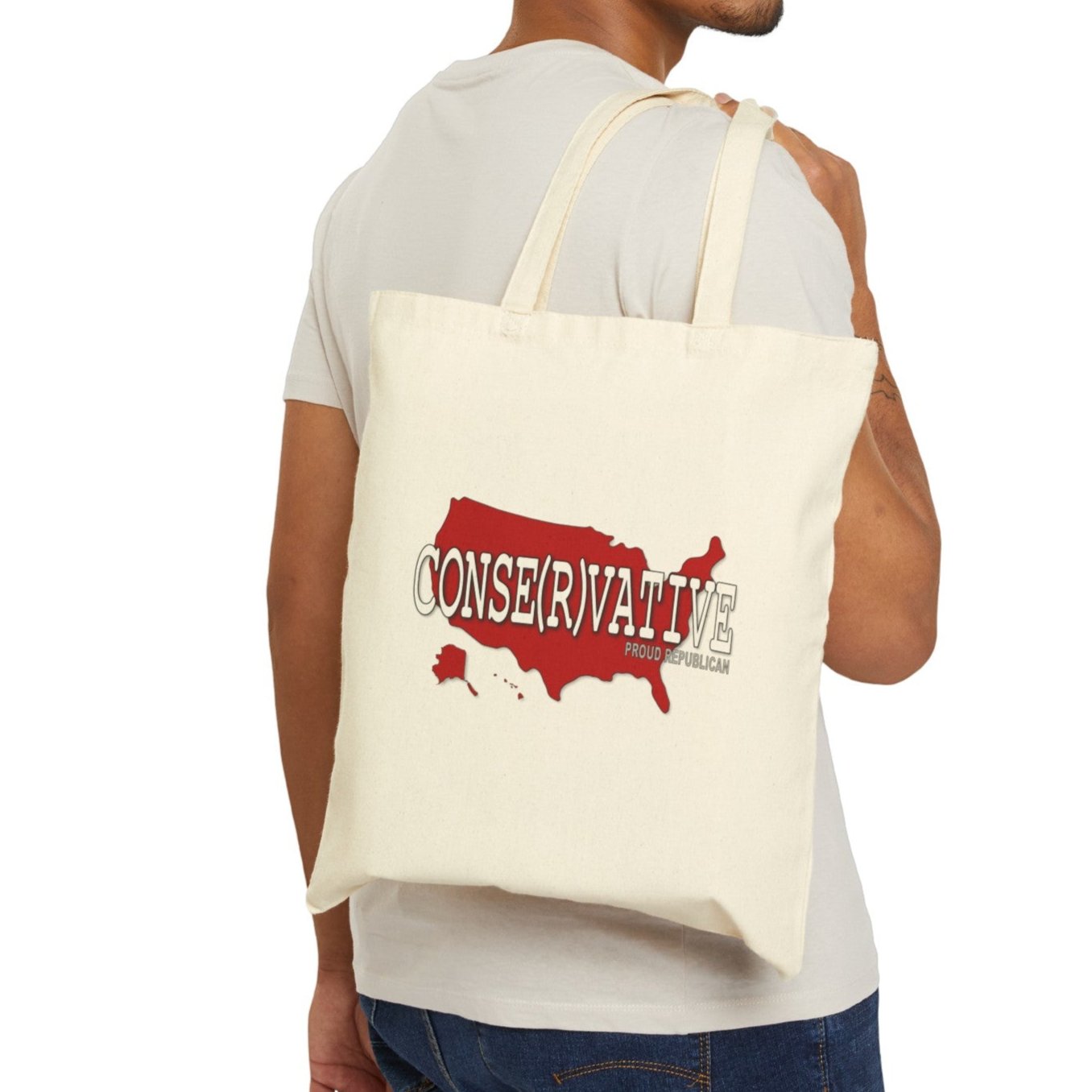 CONSE(R)VATIVE USA Republican Red State Conservative Election 2024 Tote Bag - 2 Color Options