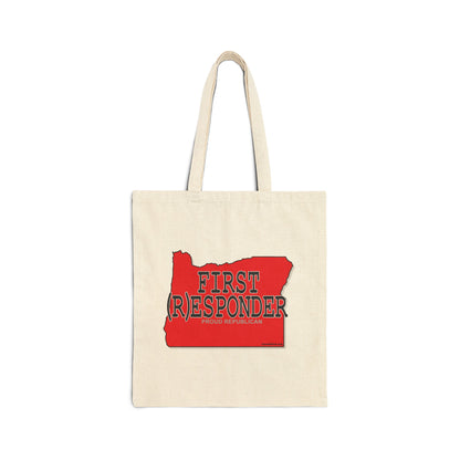 FIRST (R)ESPONDER Oregon Republican Red State Conservative Election 2024 Cotton Canvas Tote Bag - 2 Colors Options