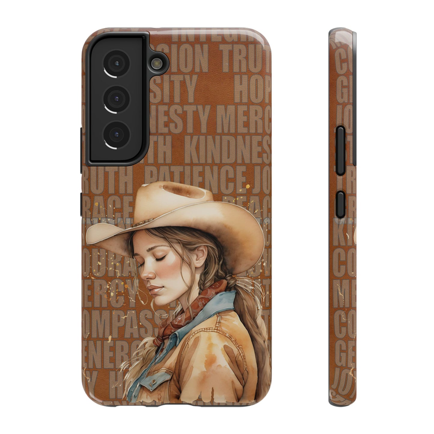 "Uplifted" Watercolor Cowgirl Western Virtues Prayer Impact-Resistant Phone Cases