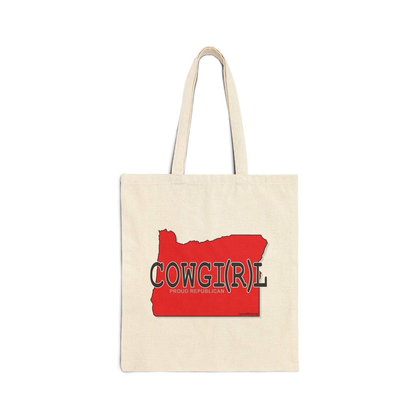 COWGI(R)L Oregon Republican Red State Conservative Election 2024 Cotton Canvas Tote Bag - 2 Colors Options