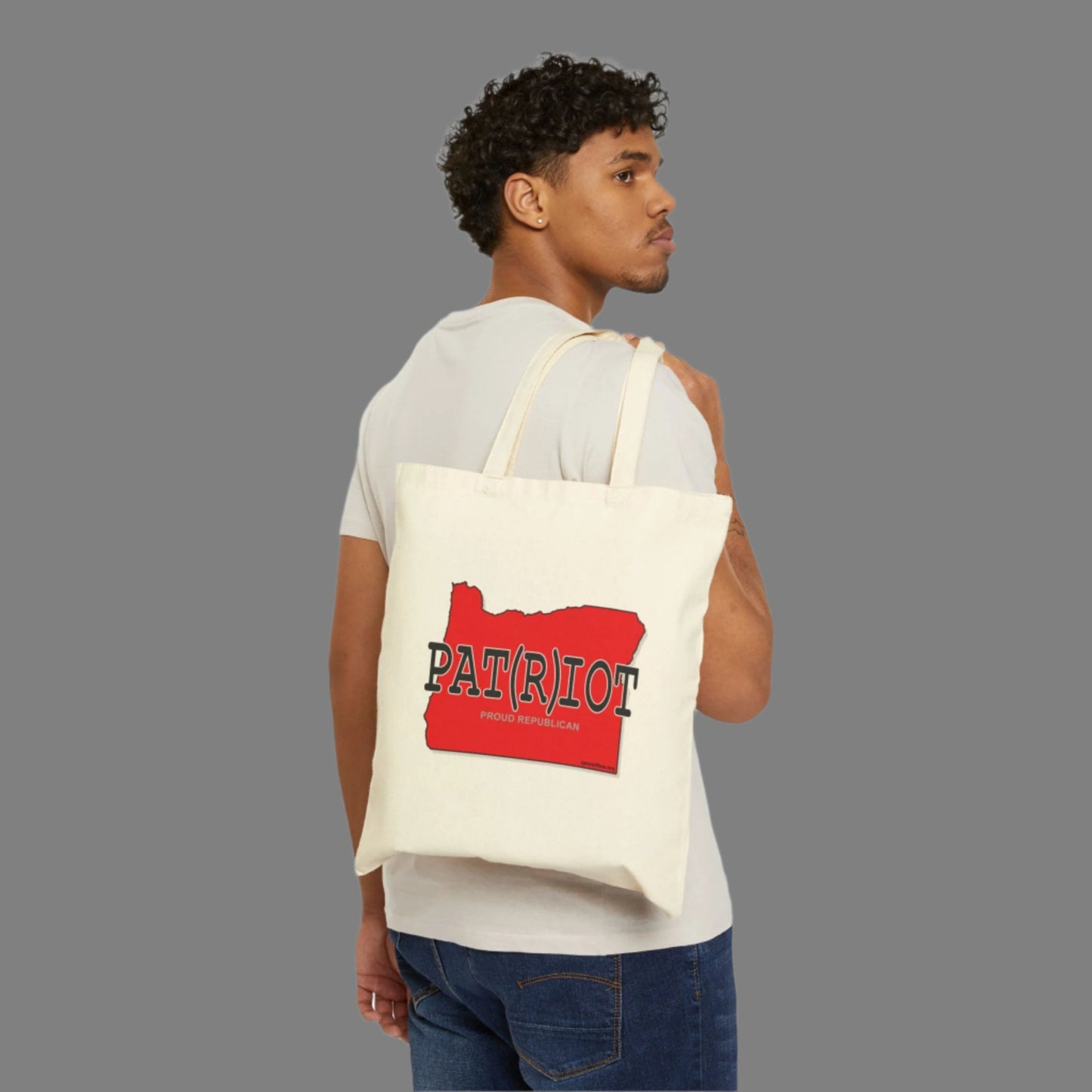 PAT(R)IOT Oregon Republican Red State Conservative Election 2024 Cotton Canvas Tote Bag - 2 Colors Options