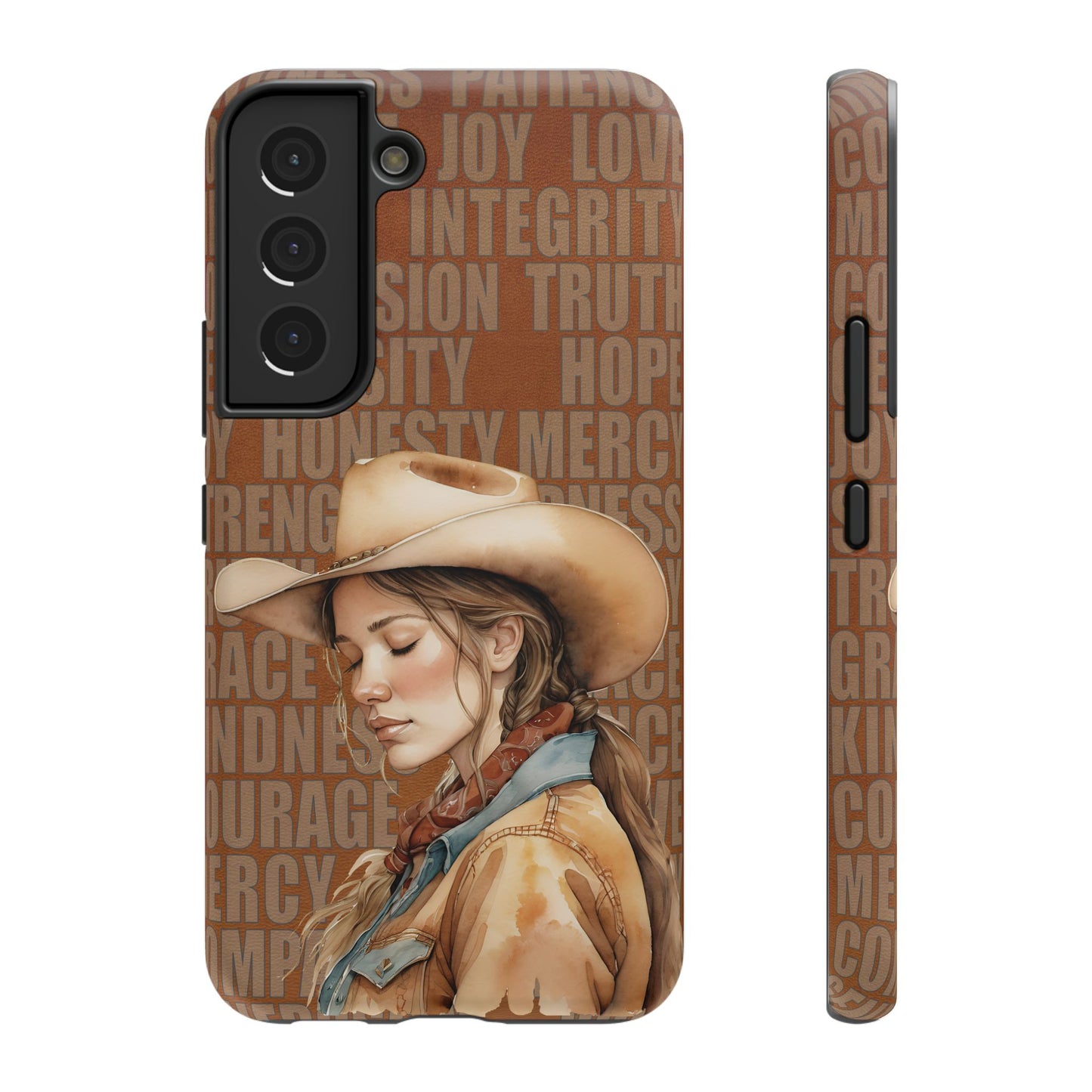 Watercolor Cowgirl Western Virtues Prayer Impact-Resistant Phone Cases