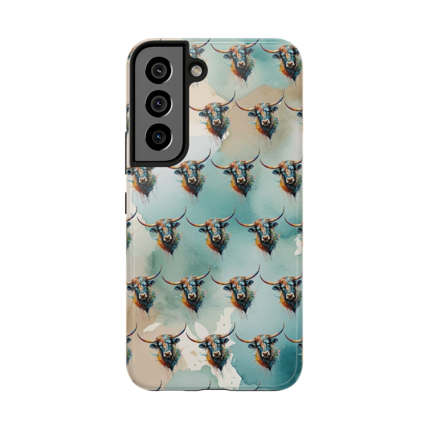 Watercolor Steer Western Cowgirl Cowboy Rodeo Impact Resistant Phone Cases - iPhone or Galaxy