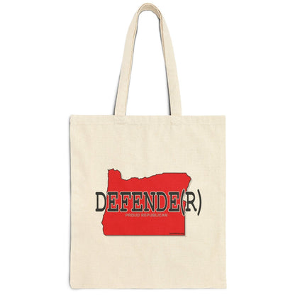 DEFENDE(R) Oregon Republican Red State Conservative Election 2024 Cotton Canvas Tote Bag - 2 Colors Options