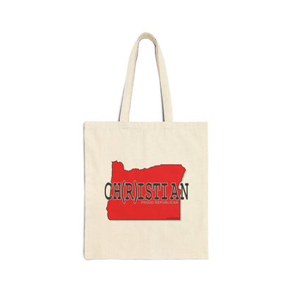 CH(R)ISTIAN Oregon Republican Red State Conservative Election 2024 Cotton Canvas Tote Bag - 2 Colors Options