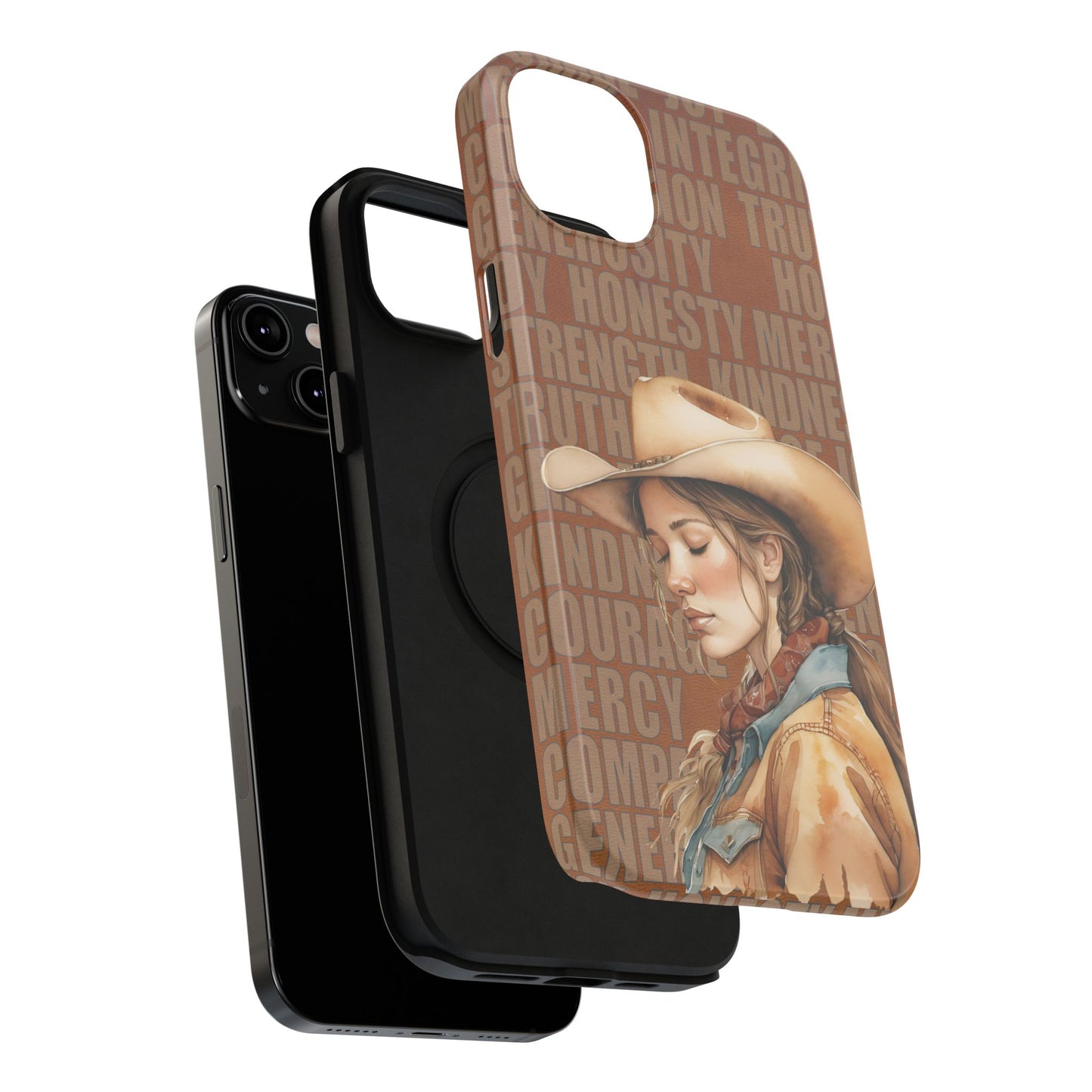 Watercolor Cowgirl Western Virtues Prayer Impact-Resistant Phone Cases