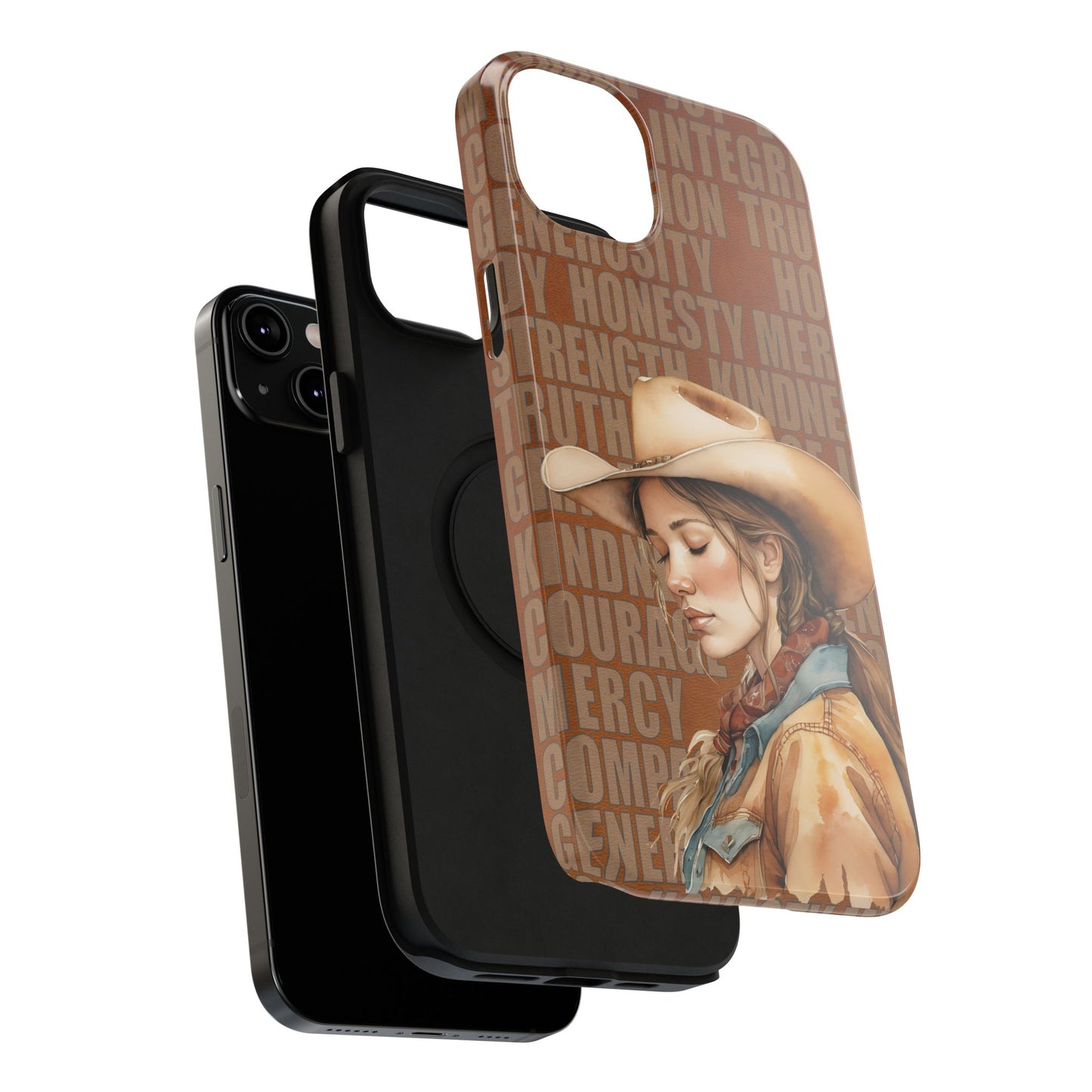Watercolor Cowgirl Western Virtues Prayer Impact-Resistant Phone Cases
