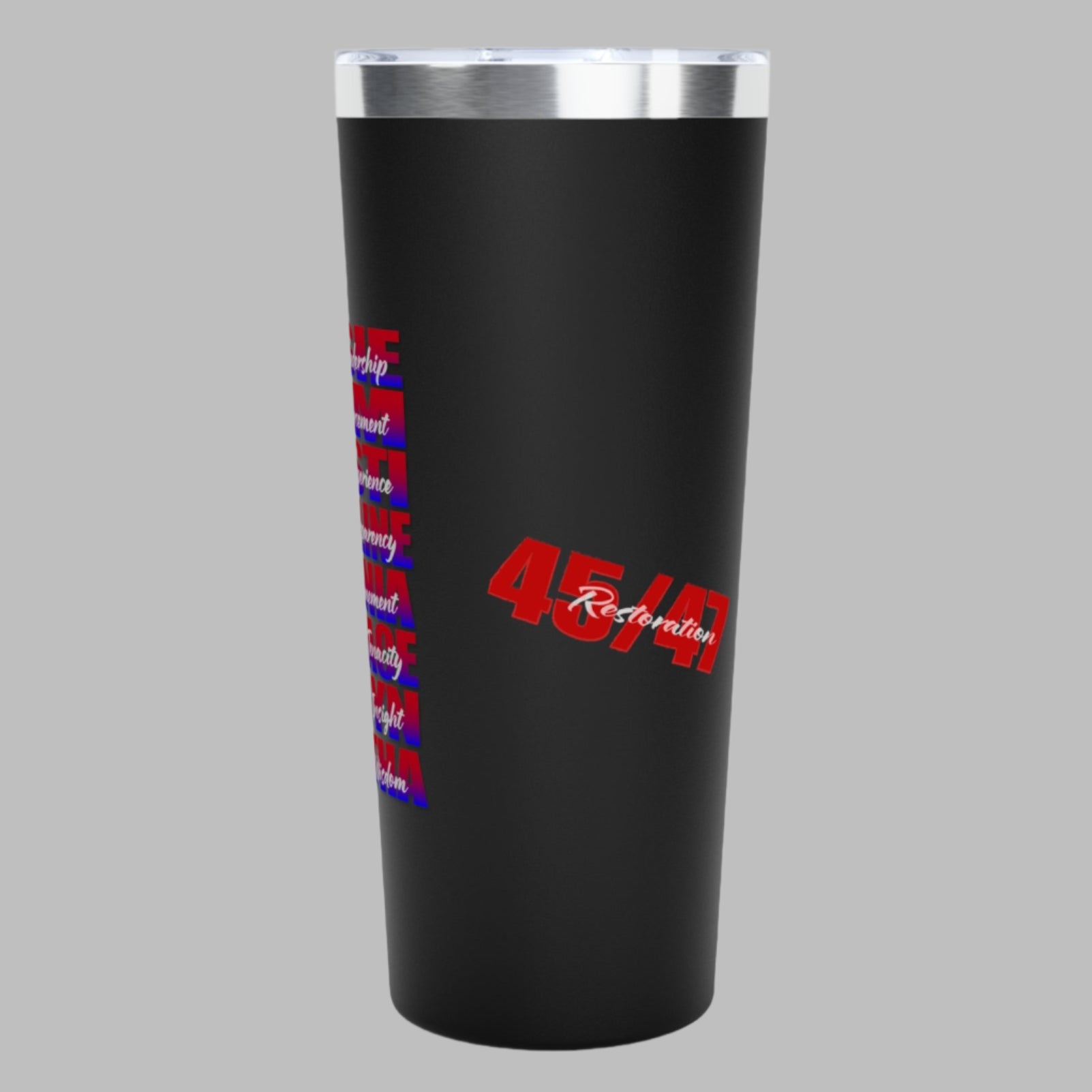 Stainless steel tumbler with snug plastic lid with rubber gasket. Available 3 colors. Celebrate the strong women of the Republican party and the Trump administrations victories for the American people every day!