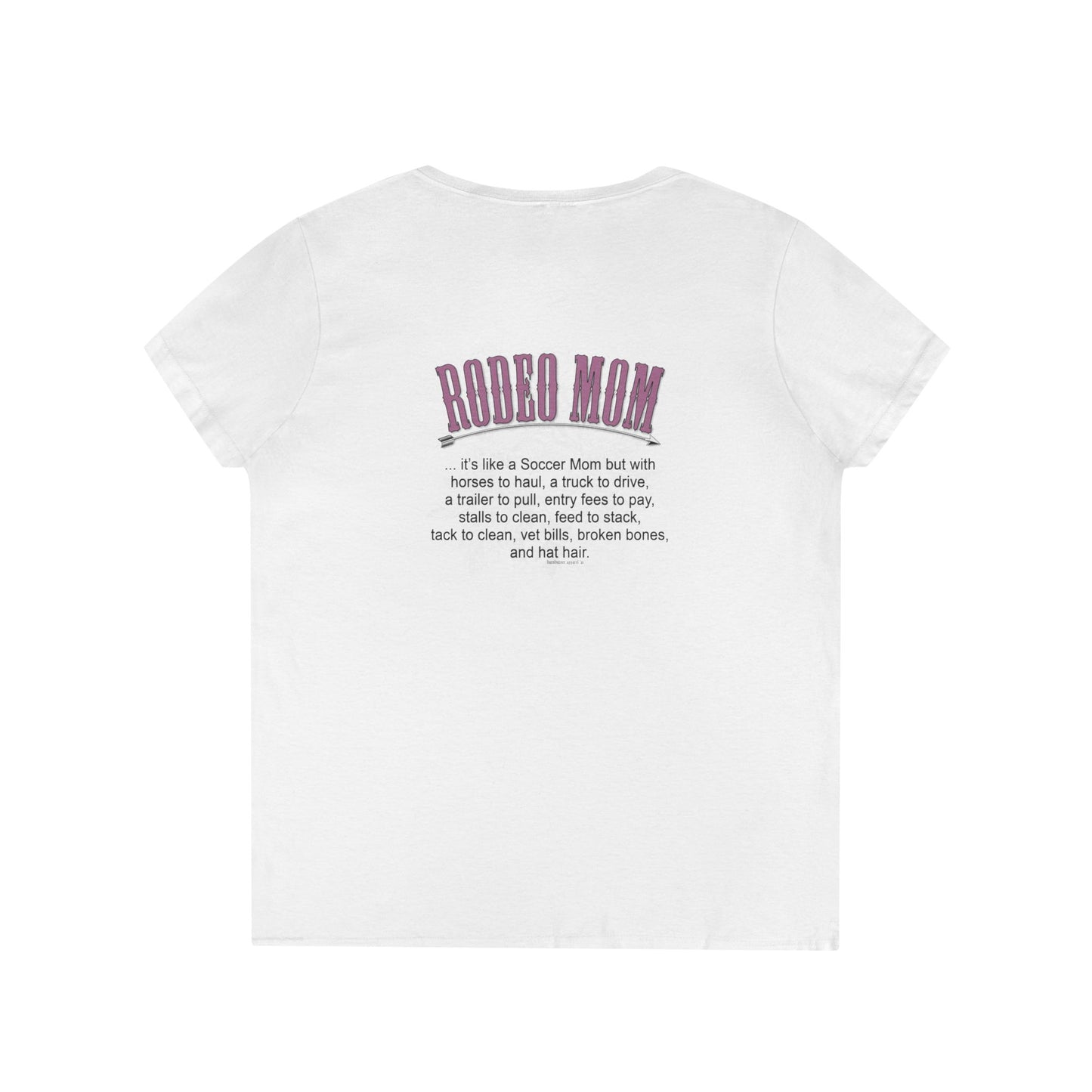Rodeo Mom (Back Print) V-Neck T-Shirt - 3 Color Options - SM to 2XL