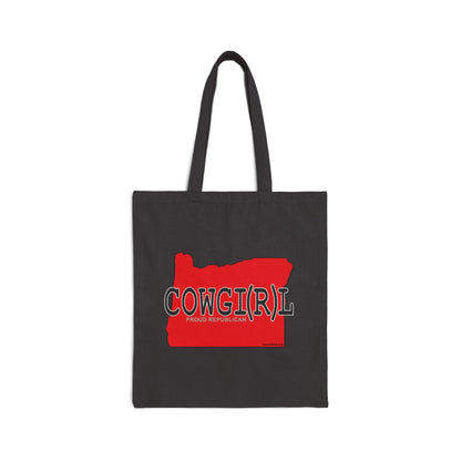 COWGI(R)L Oregon Republican Red State Conservative Election 2024 Cotton Canvas Tote Bag - 2 Colors Options