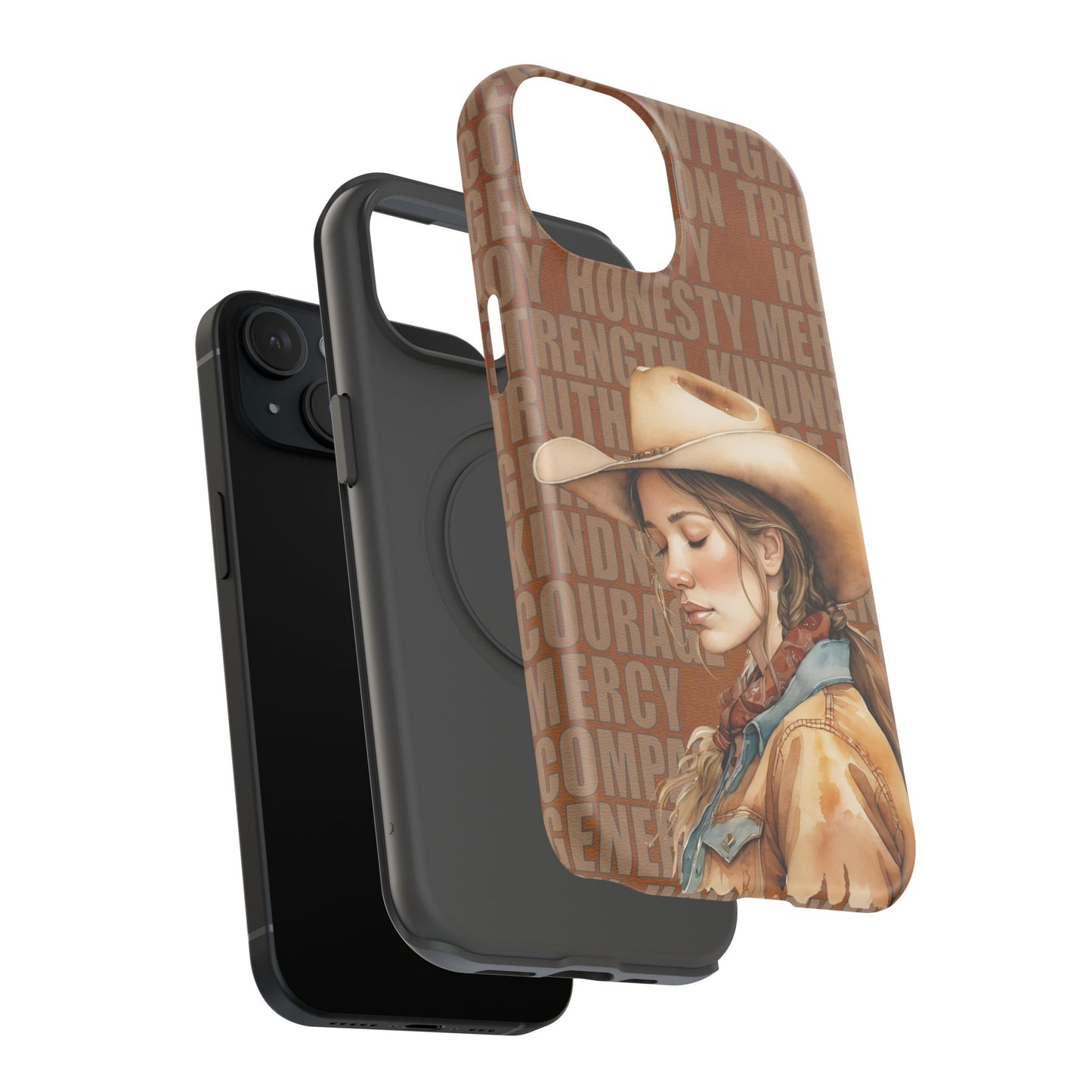 Watercolor Cowgirl Western Virtues Prayer Impact-Resistant Phone Cases
