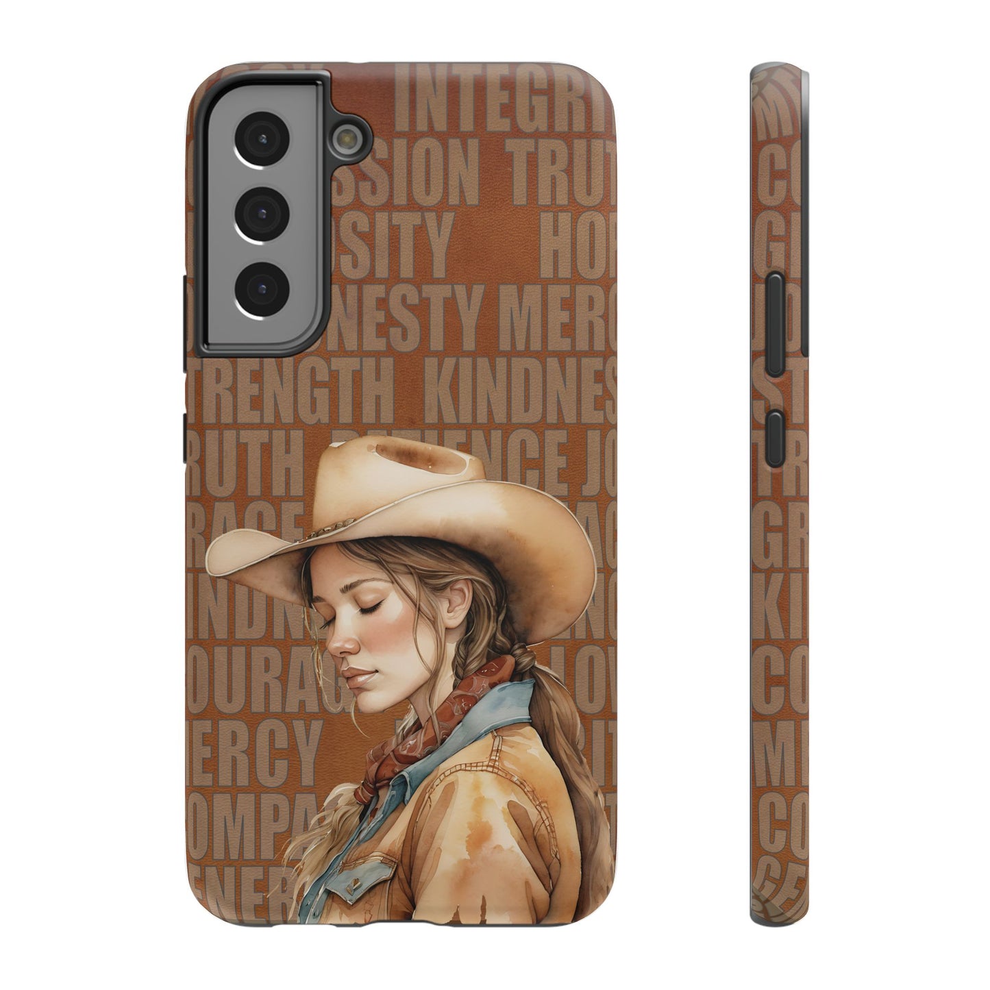 Watercolor Cowgirl Western Virtues Prayer Impact-Resistant Phone Cases