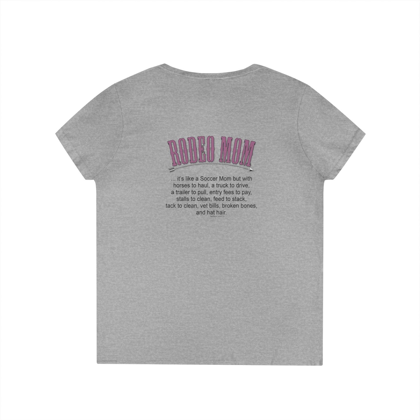 Rodeo Mom (Back Print) V-Neck T-Shirt - 3 Color Options - SM to 2XL