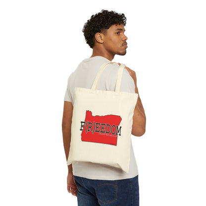 F(R)EEDOM Oregon Republican Red State Conservative Election 2024 Cotton Canvas Tote Bag - 2 Colors Options