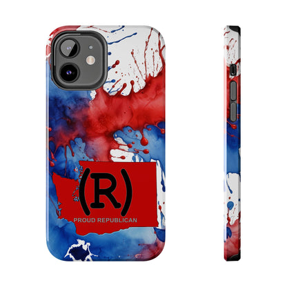 Washington Red State Red, White & Blue Splash Republican (R) Conservative Tough Phone Cases