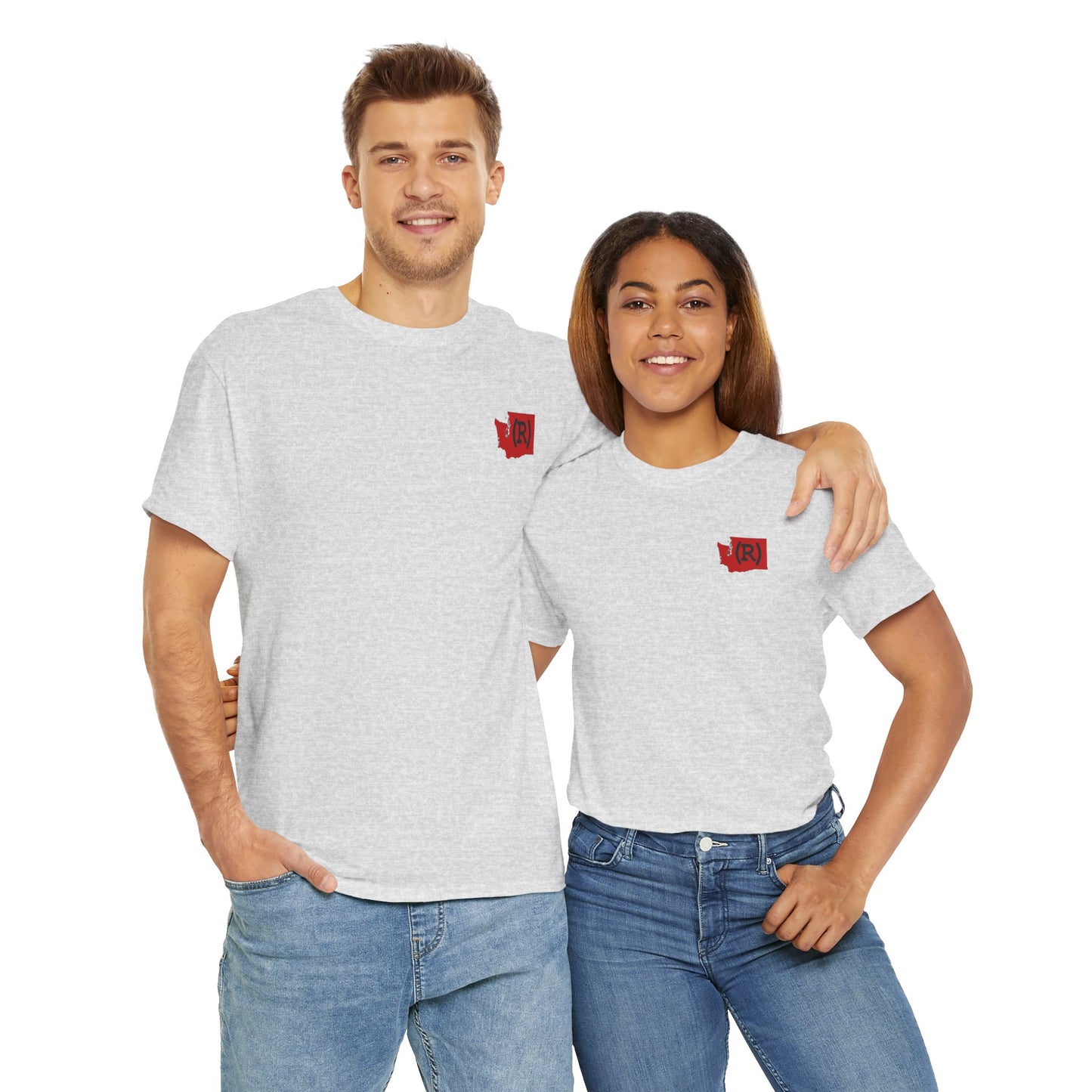 Washington Red State (R) Printed Front & Back Unisex Heavy Cotton Tee