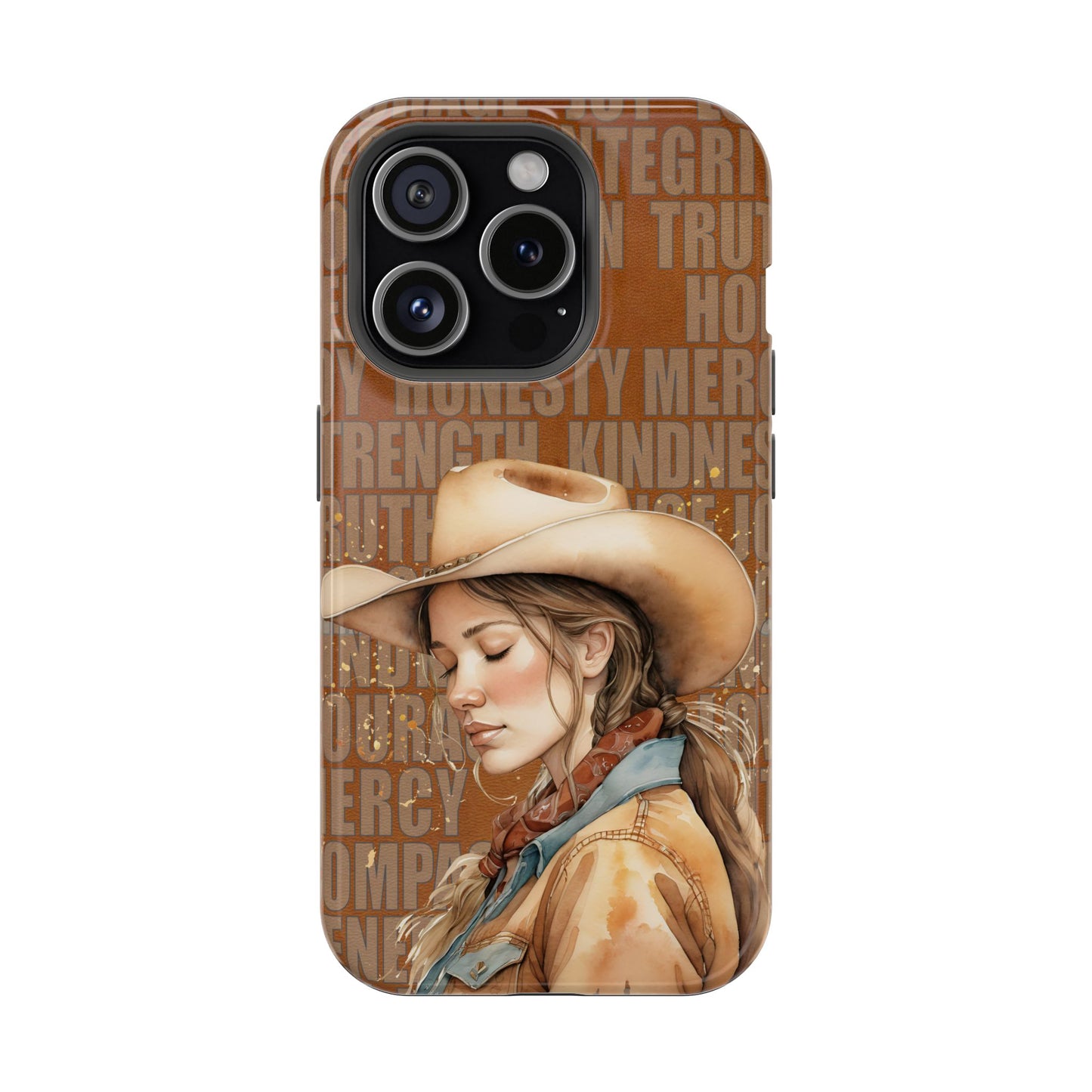 "Uplifted" Watercolor Cowgirl Western Virtues Prayer Impact-Resistant Phone Cases