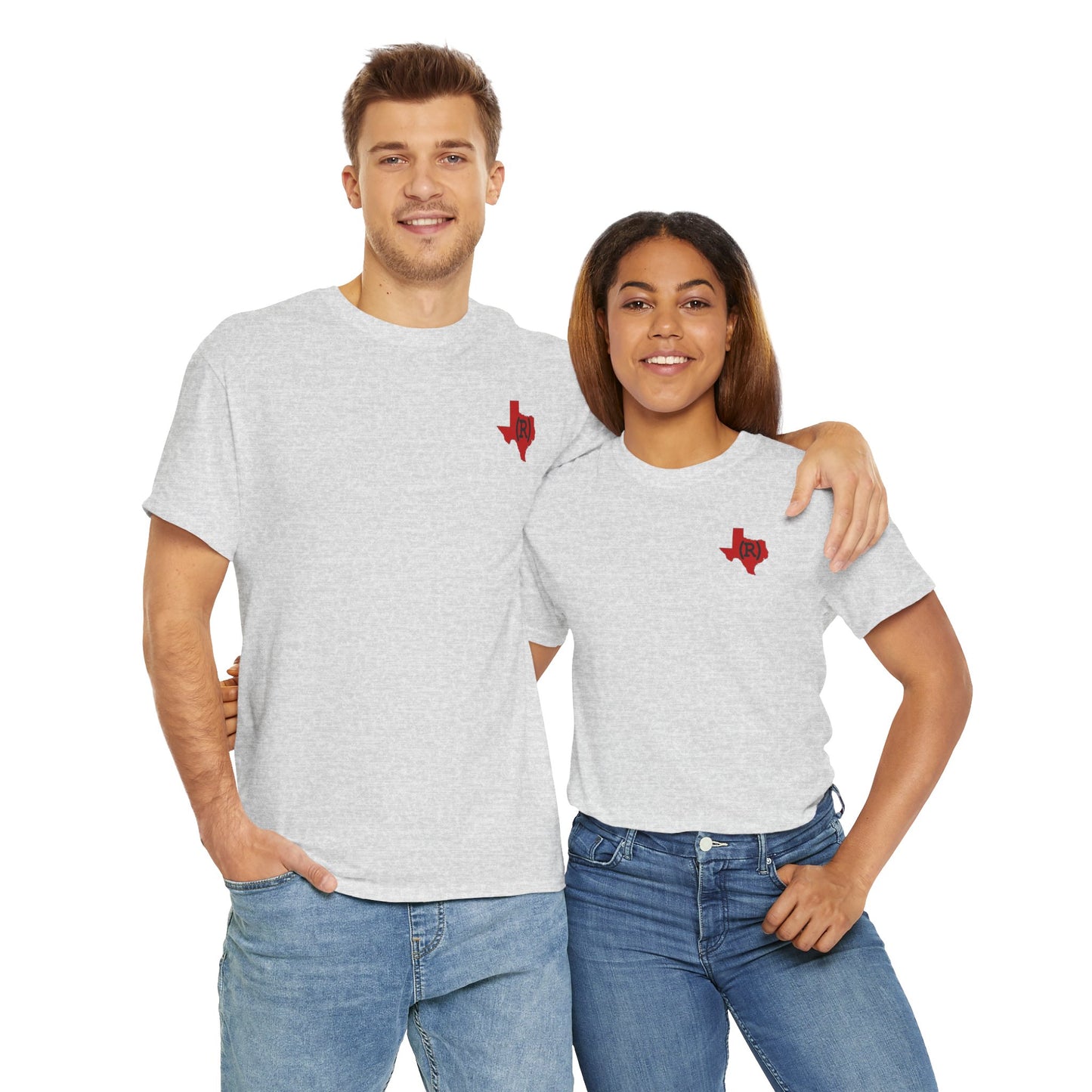 Texas Red State (R) Republican Conservative Printed Front & Back Unisex Heavy Cotton Tee