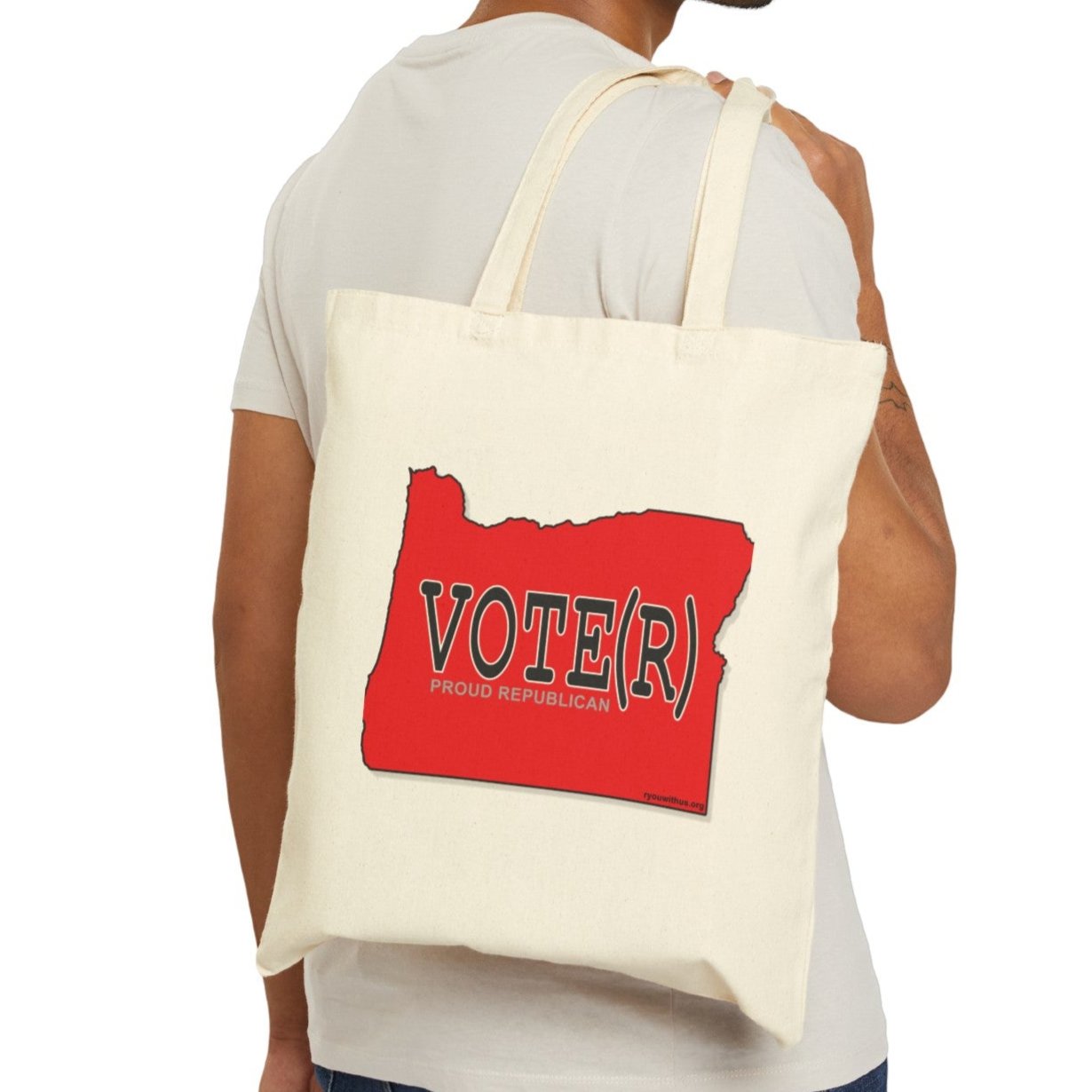 VOTE(R) Oregon Republican Red State Conservative Election 2024 Cotton Canvas Tote Bag - 2 Colors Options